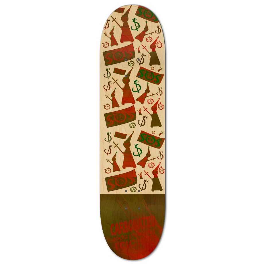 Greed vs Faith 8" Skateboard - Pope Of Love Social Justice Deck Complete