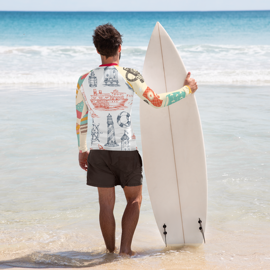 Light Your Way to Fun Men's Rash Guard - Pope Of Love UV Protection Shirt