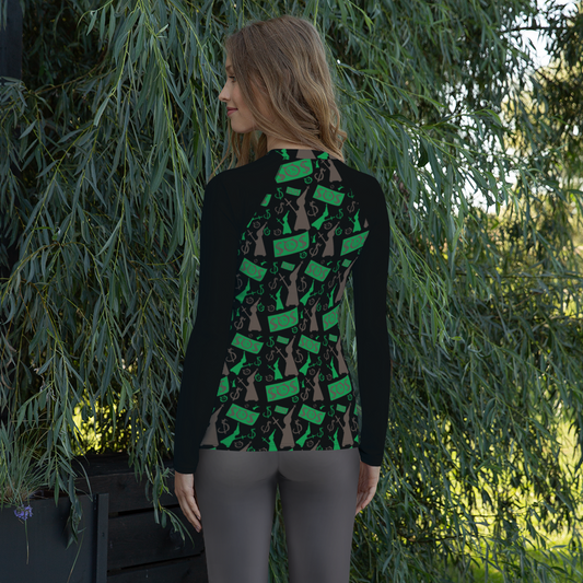 Pope Of Love Money Camo, Women's Rash Guard