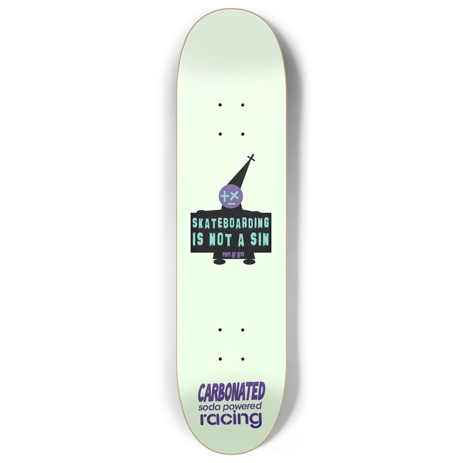 Skateboarding is Not A Sin Glow Deck - Pope Of Love Glow-in-Dark Skateboard
