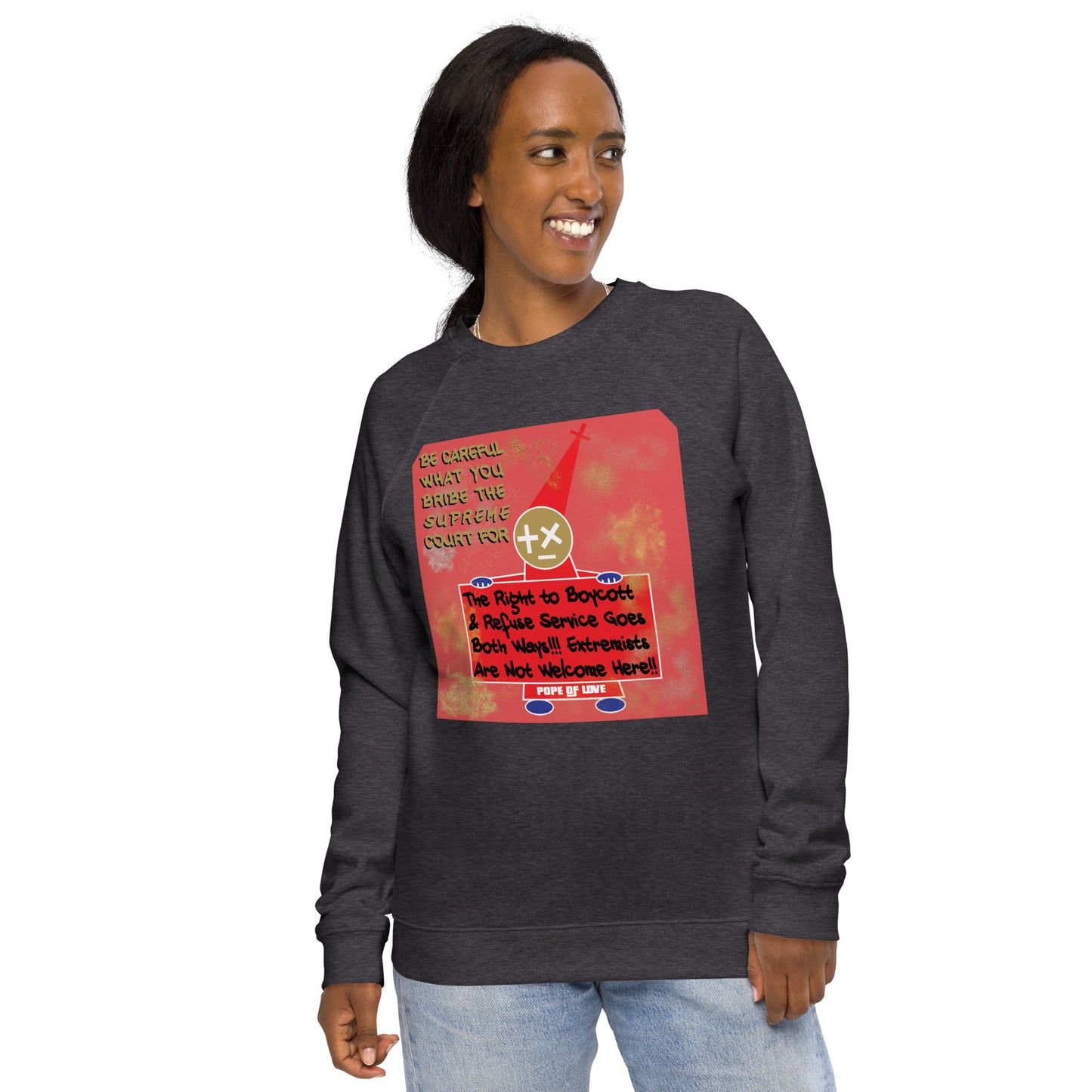 No MAGA Organic Raglan Sweatshirt - Pope Of Love Eco Athletic Hoodie