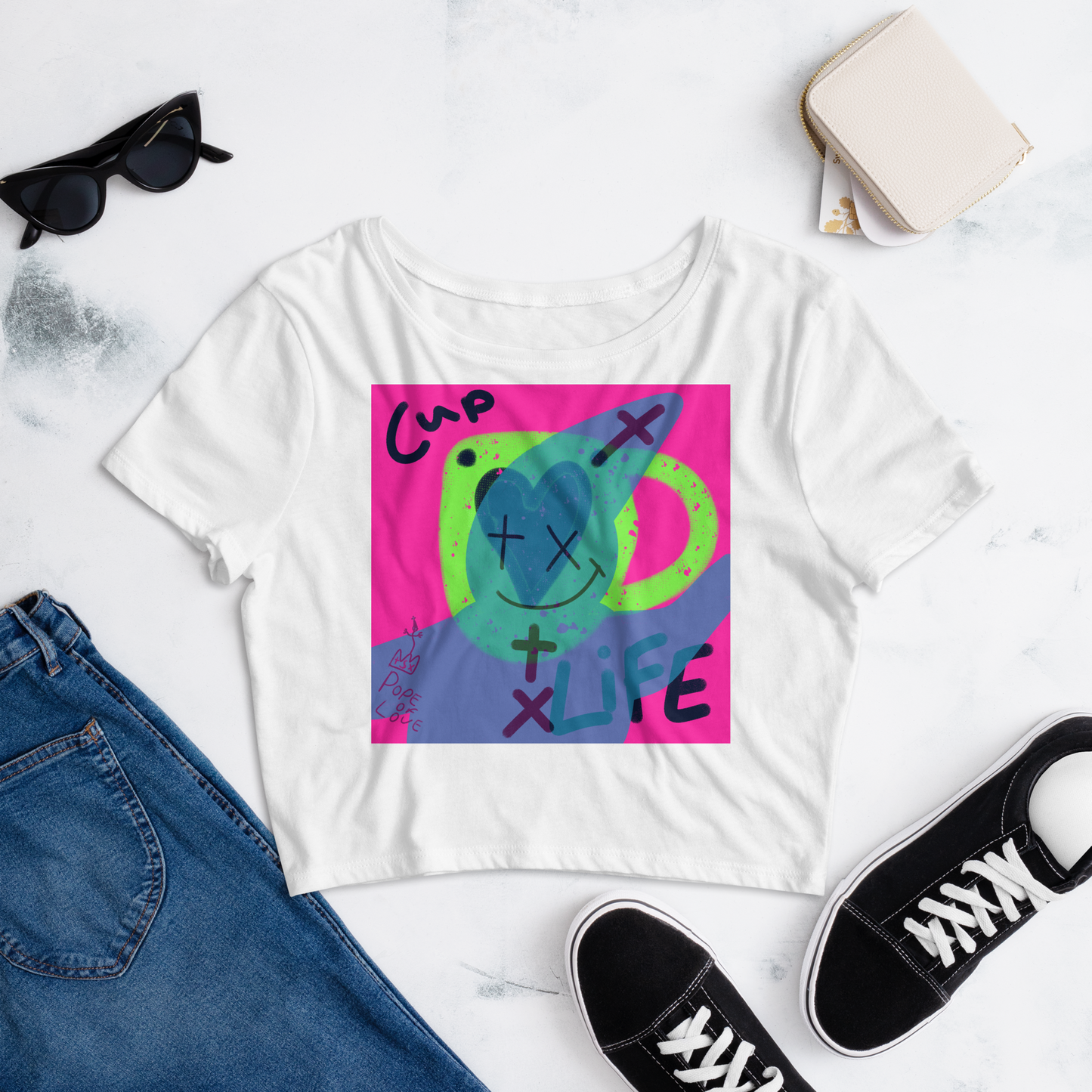 Cup Of Life Women's Crop Tee - Pope Of Love Cropped T-Shirt