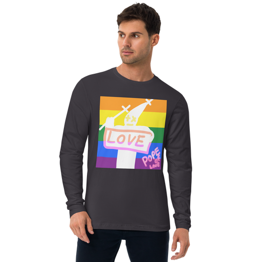 Pride Long Sleeve Fitted Crew - Pope Of Love LGBTQ+ Cotton Shirt