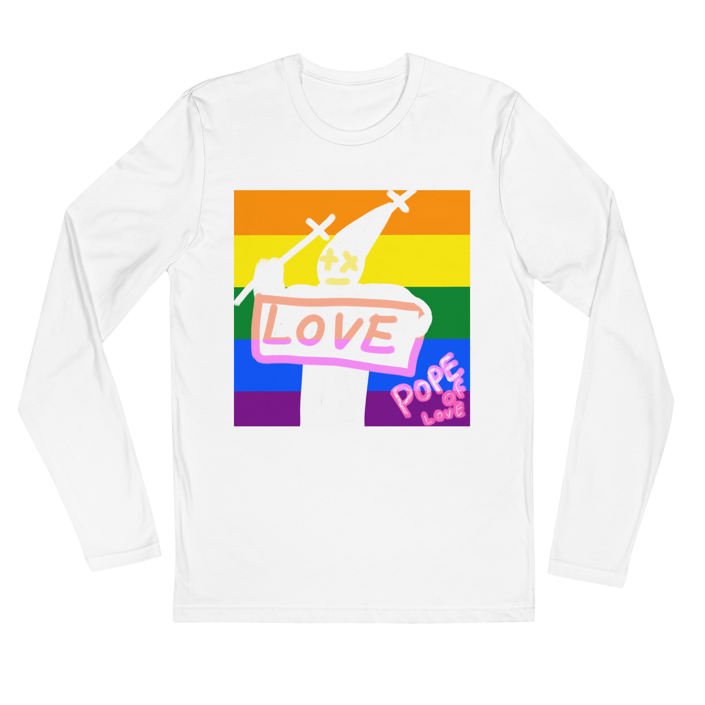 Pride Long Sleeve Fitted Crew - Pope Of Love LGBTQ+ Cotton Shirt