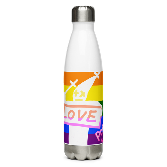 Pride Stainless Steel Water Bottle - Pope Of Love LGBTQ+ 17oz Insulated