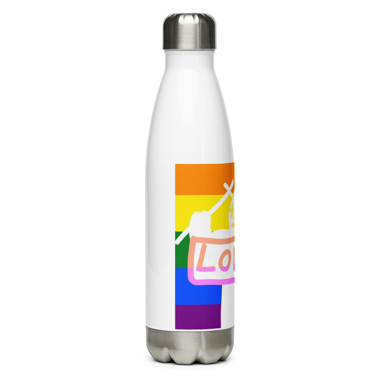 Pride Stainless Steel Water Bottle - Pope Of Love LGBTQ+ 17oz Insulated