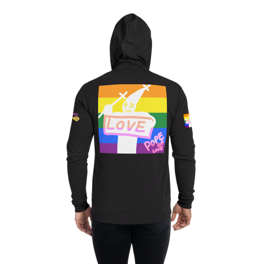 Pride Pope Of Love Unisex Zip Hoodie - LGBTQ+ Support Jacket