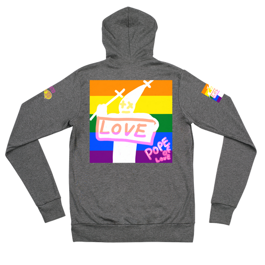 Pride Pope Of Love Unisex Zip Hoodie - LGBTQ+ Support Jacket