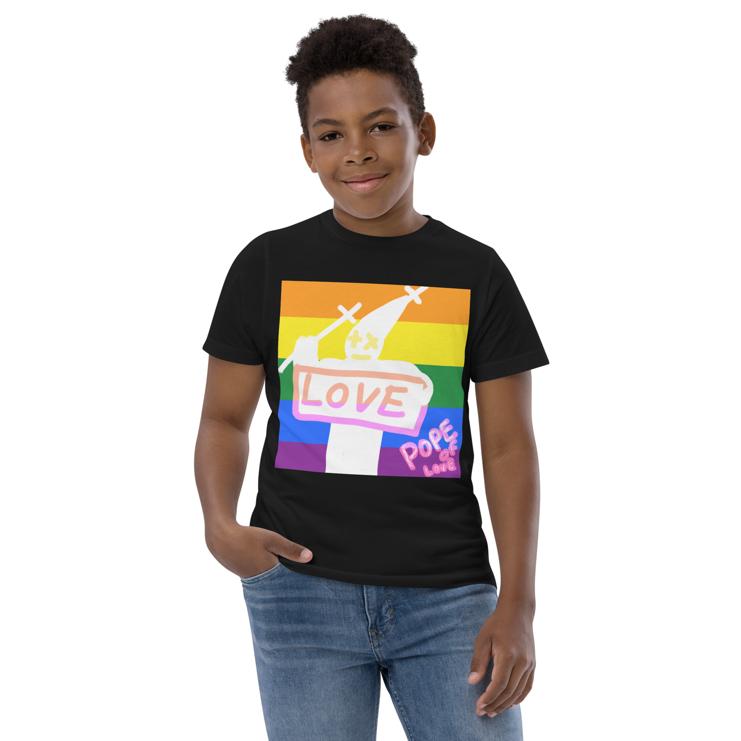 Love Youth Jersey T-Shirt - Pope Of Love Kids Athletic Shirt