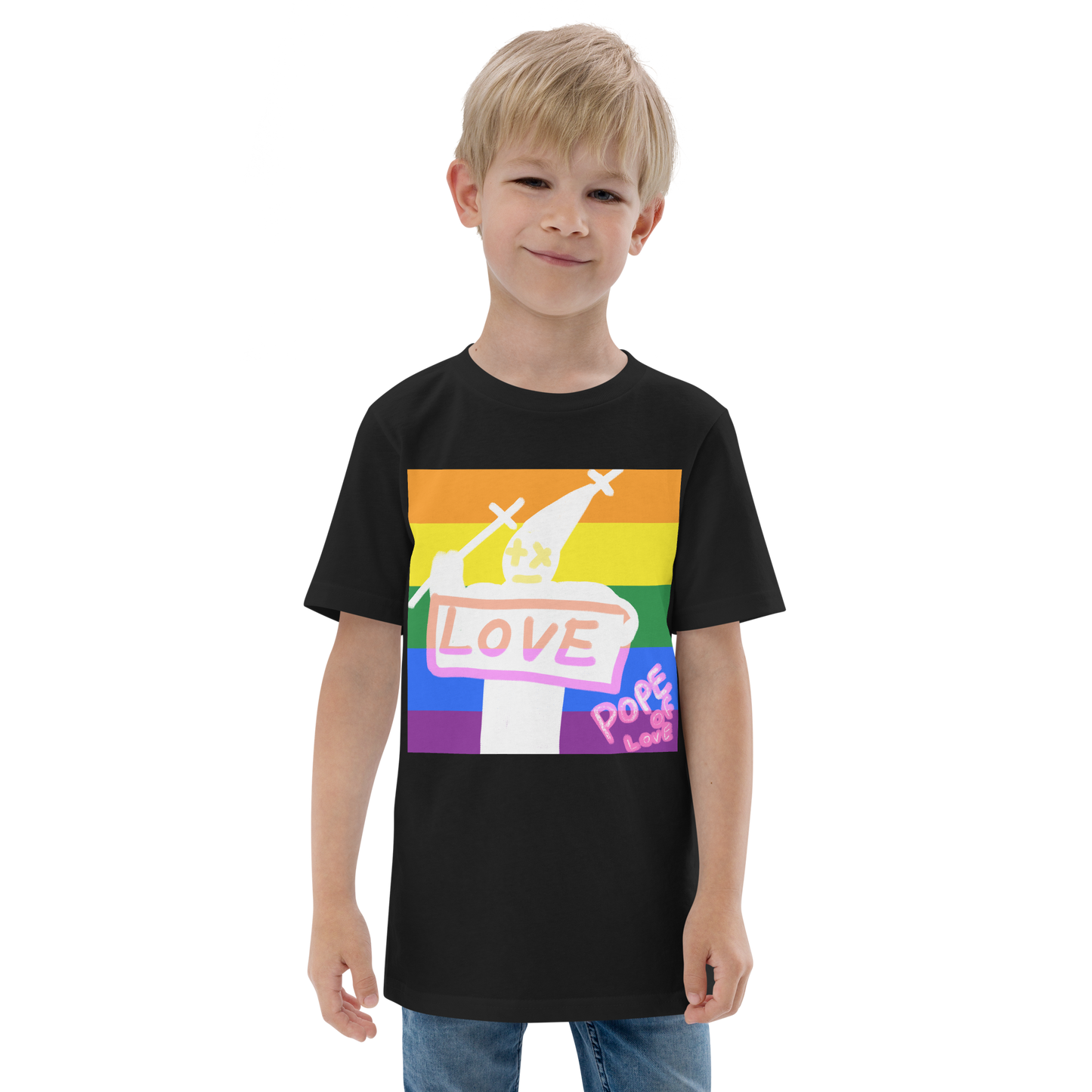 Love Youth Jersey T-Shirt - Pope Of Love Kids Athletic Shirt