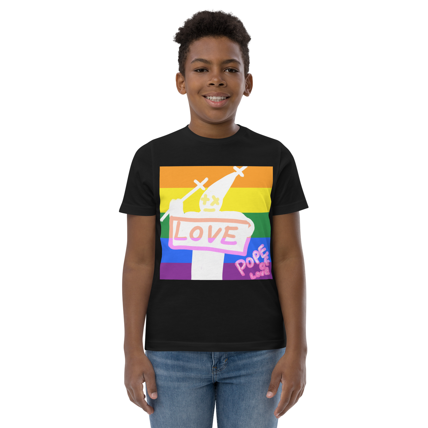 Love Youth Jersey T-Shirt - Pope Of Love Kids Athletic Shirt