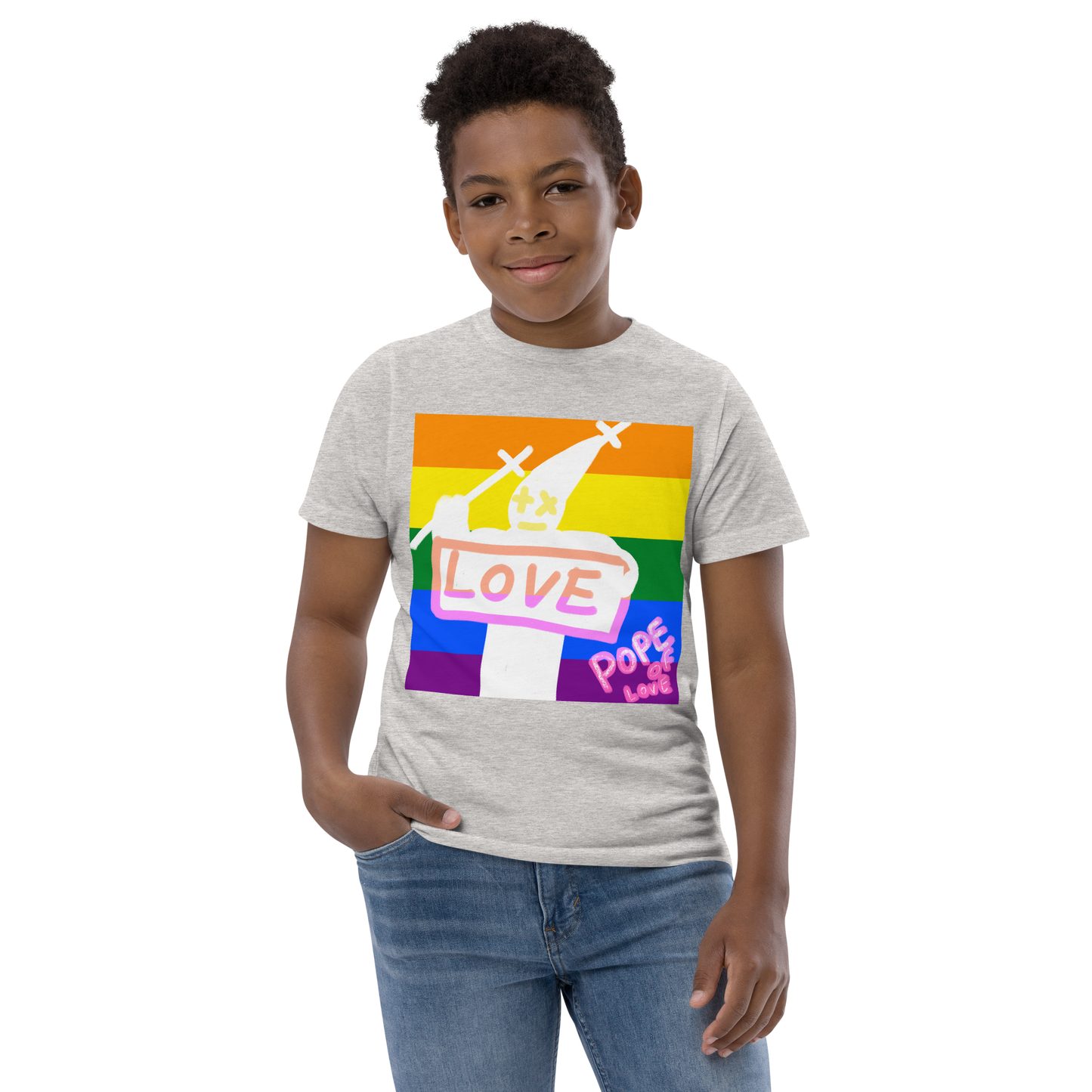 Love Youth Jersey T-Shirt - Pope Of Love Kids Athletic Shirt