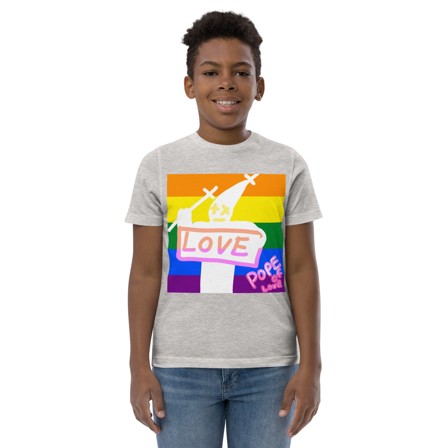 Love Youth Jersey T-Shirt - Pope Of Love Kids Athletic Shirt