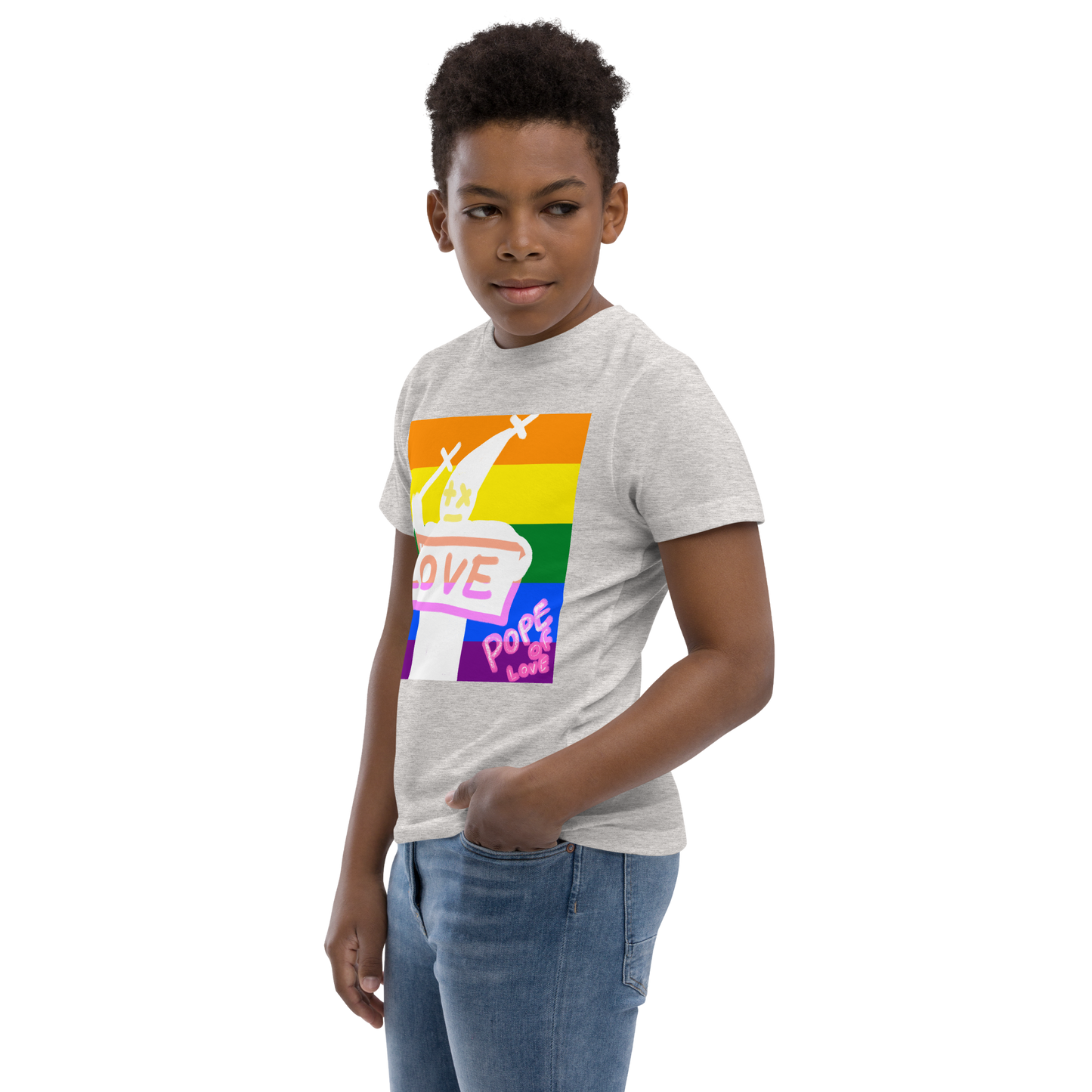 Love Youth Jersey T-Shirt - Pope Of Love Kids Athletic Shirt