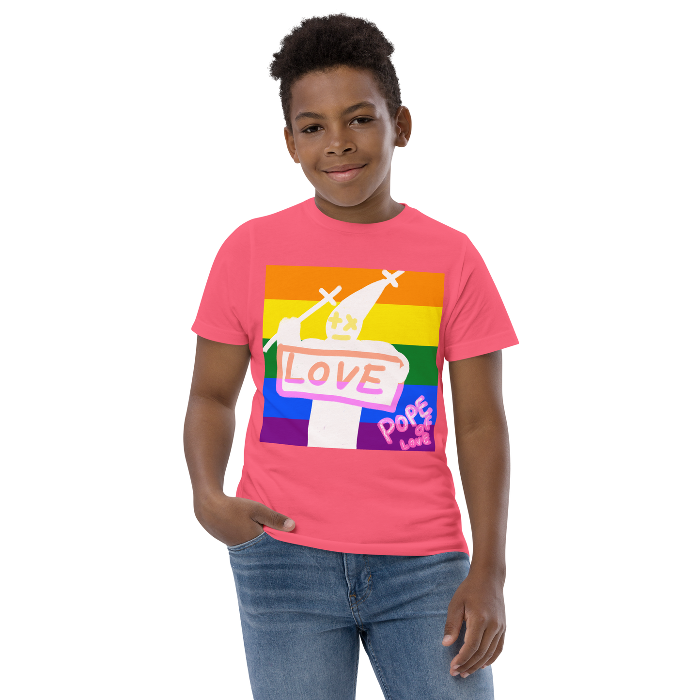 Love Youth Jersey T-Shirt - Pope Of Love Kids Athletic Shirt