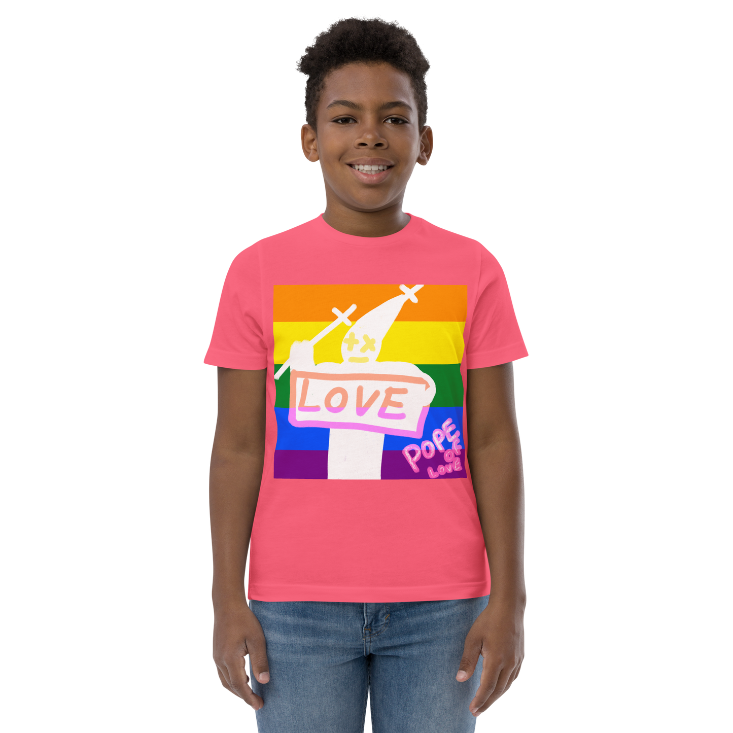 Love Youth Jersey T-Shirt - Pope Of Love Kids Athletic Shirt