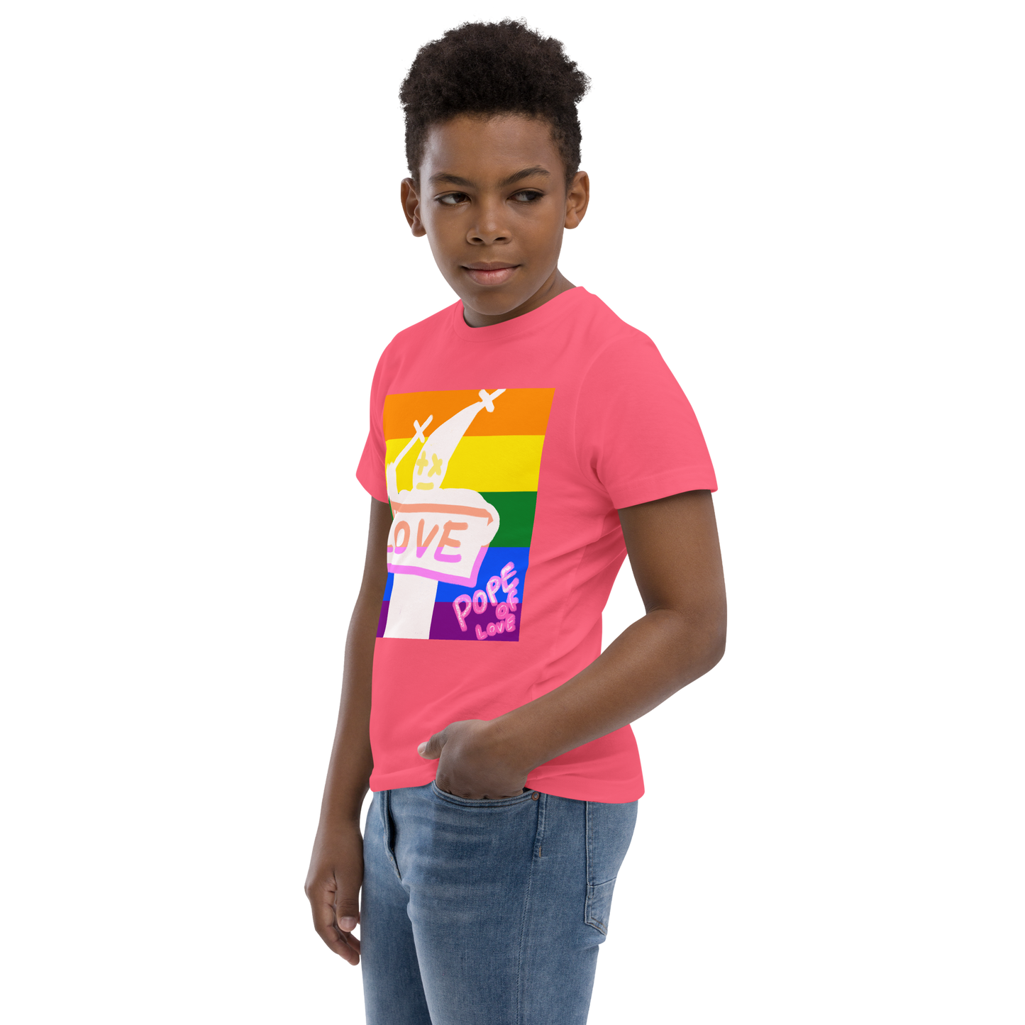 Love Youth Jersey T-Shirt - Pope Of Love Kids Athletic Shirt
