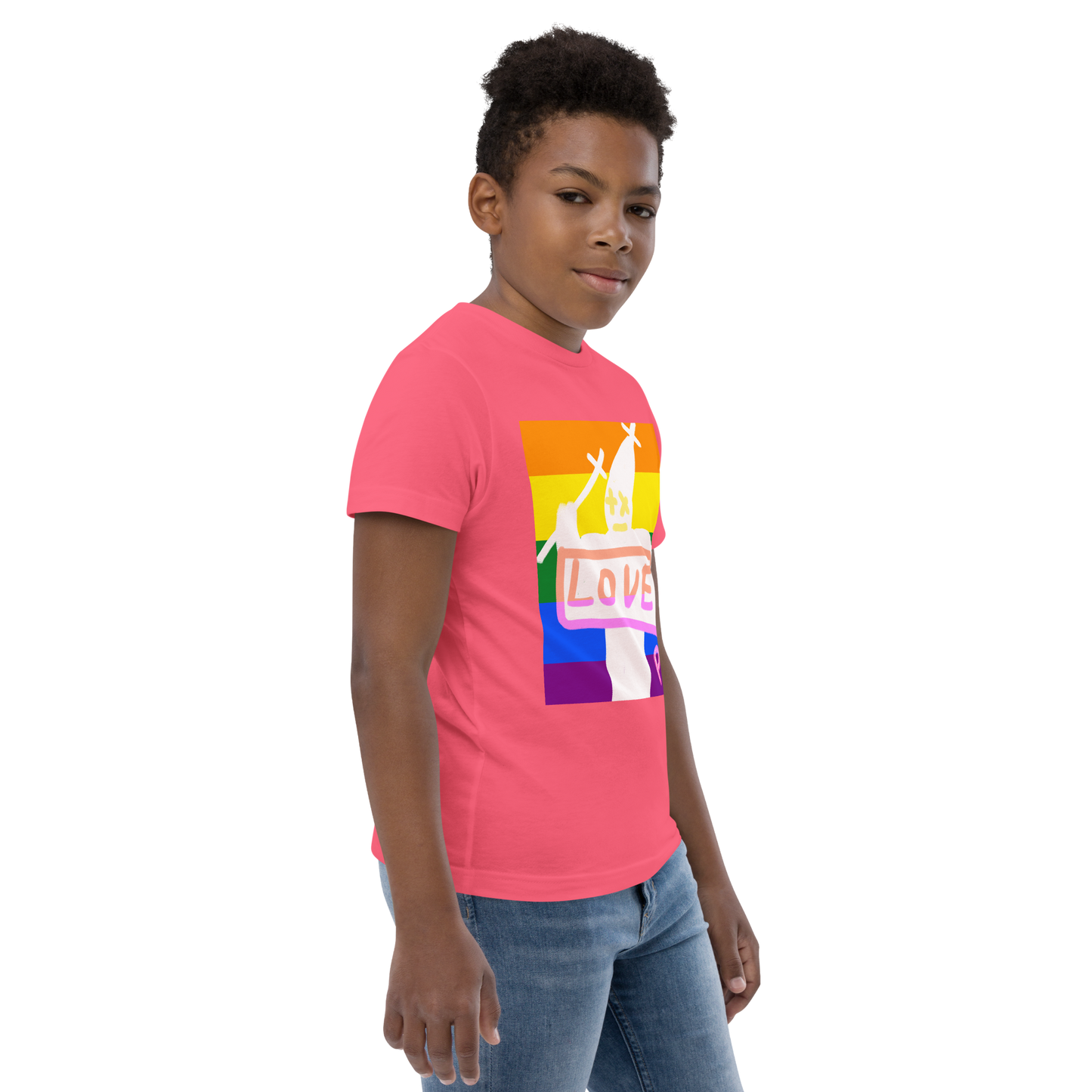 Love Youth Jersey T-Shirt - Pope Of Love Kids Athletic Shirt