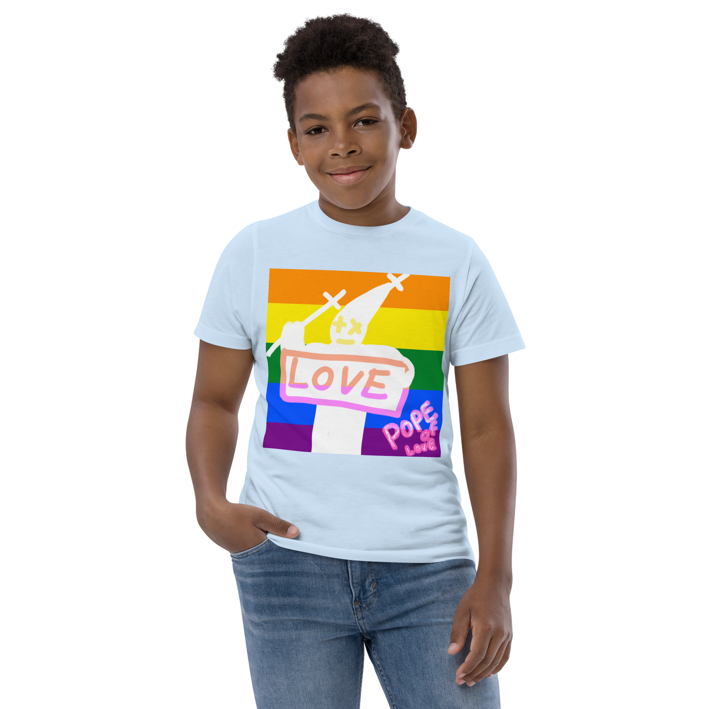 Love Youth Jersey T-Shirt - Pope Of Love Kids Athletic Shirt