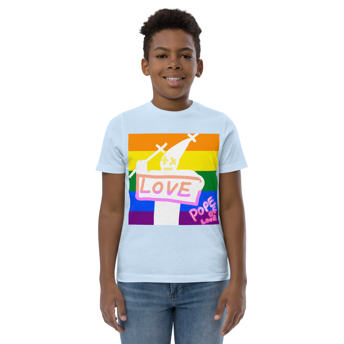 Love Youth Jersey T-Shirt - Pope Of Love Kids Athletic Shirt