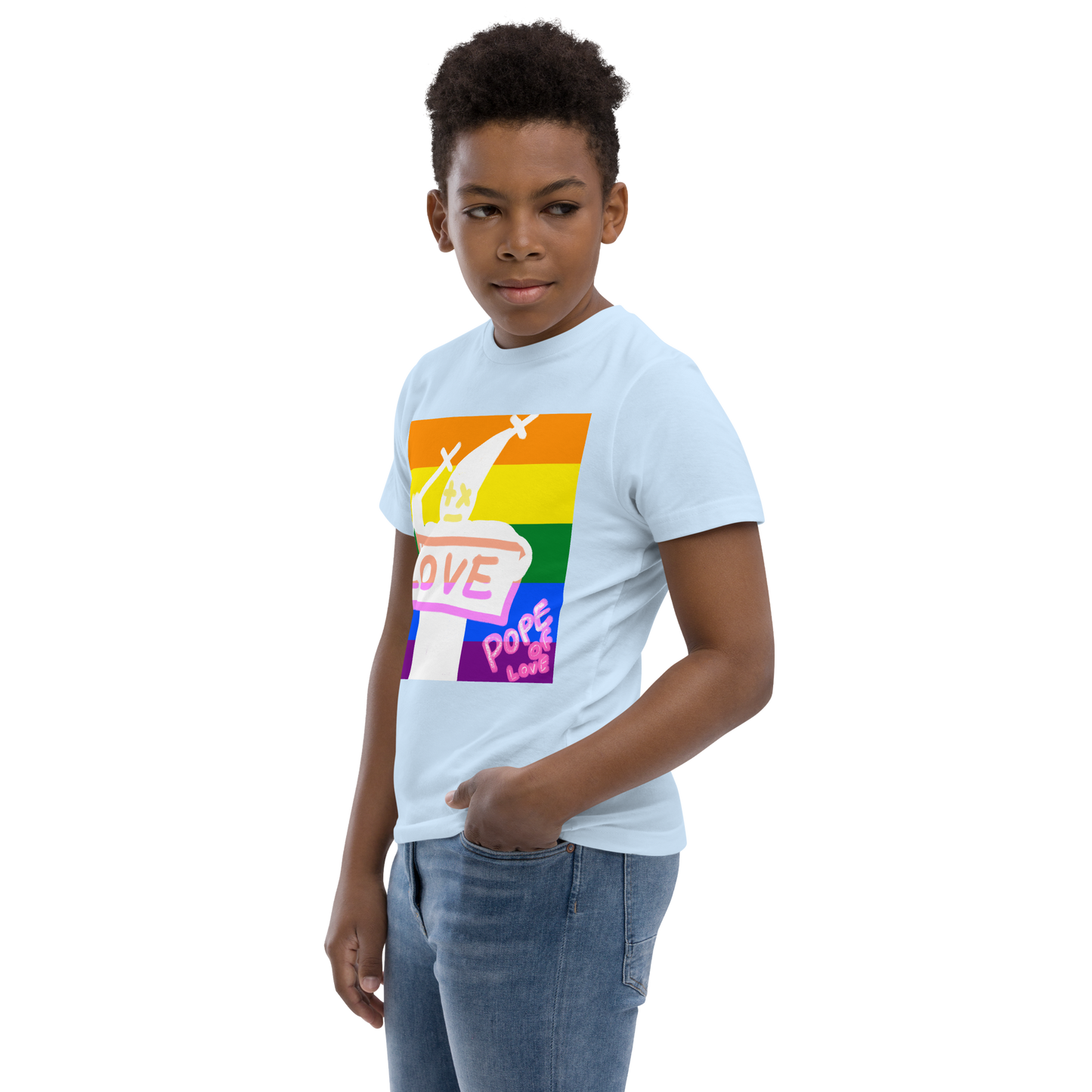 Love Youth Jersey T-Shirt - Pope Of Love Kids Athletic Shirt