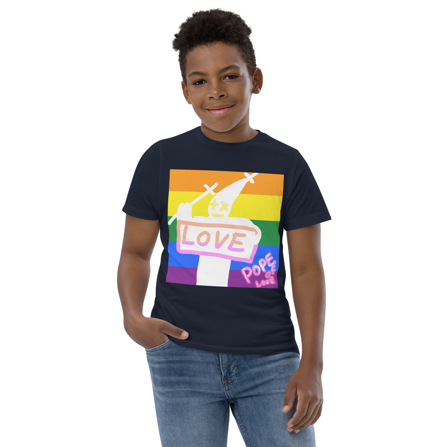 Love Youth Jersey T-Shirt - Pope Of Love Kids Athletic Shirt