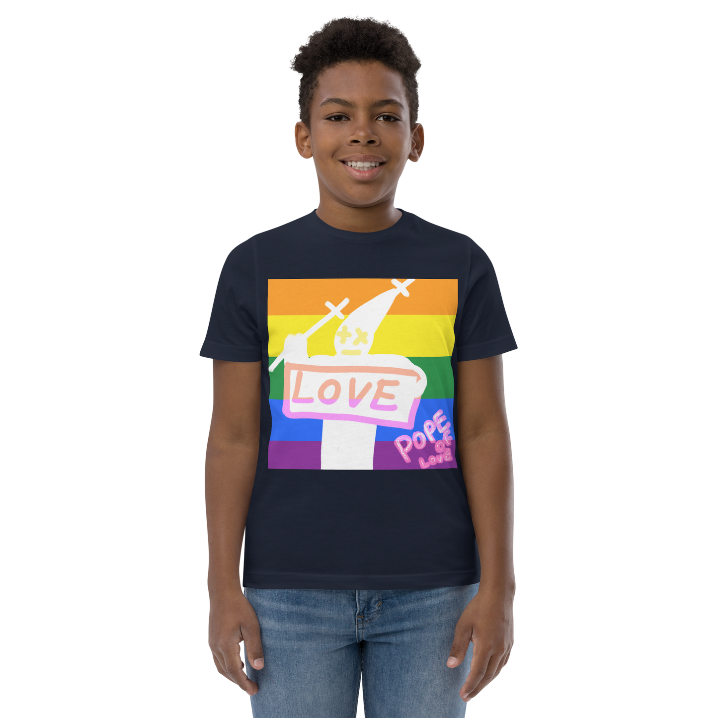 Love Youth Jersey T-Shirt - Pope Of Love Kids Athletic Shirt