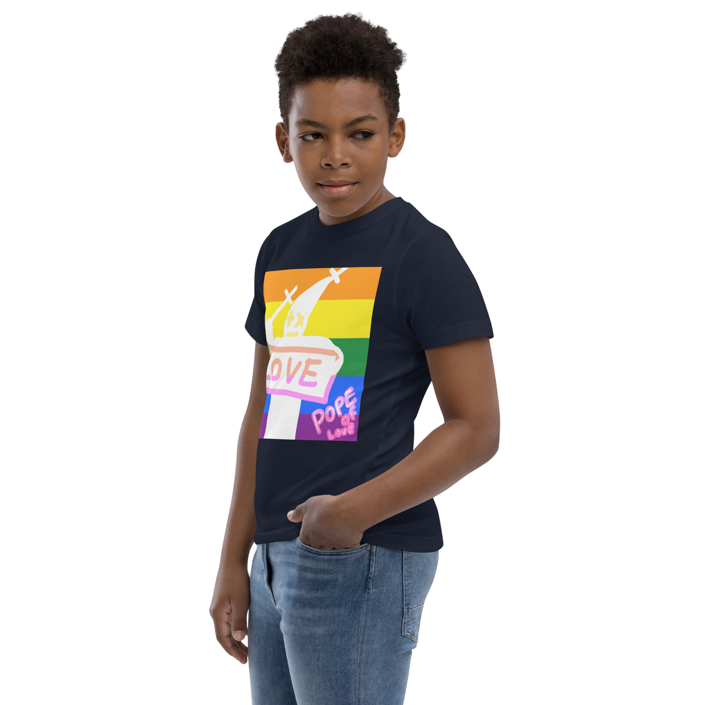 Love Youth Jersey T-Shirt - Pope Of Love Kids Athletic Shirt