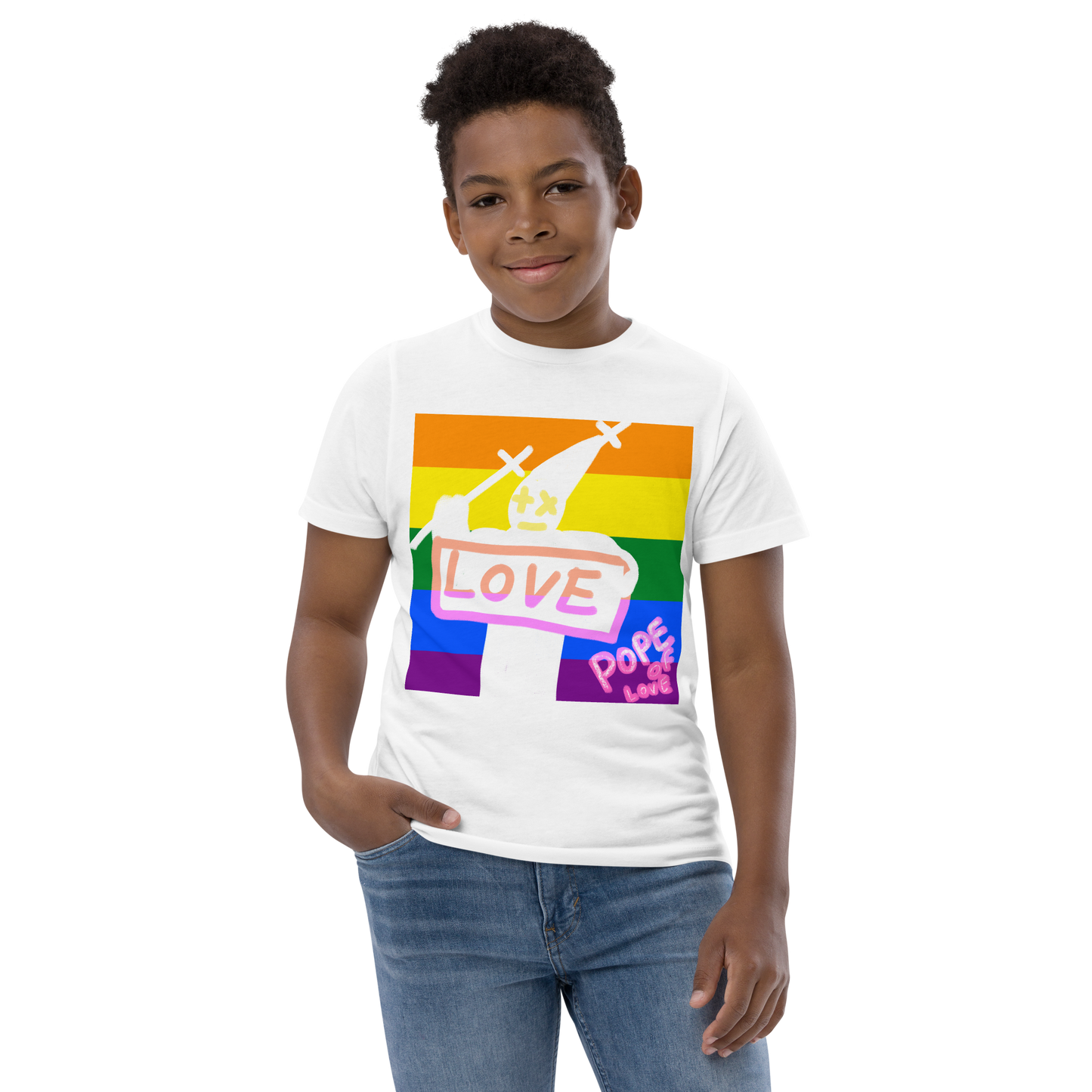 Love Youth Jersey T-Shirt - Pope Of Love Kids Athletic Shirt