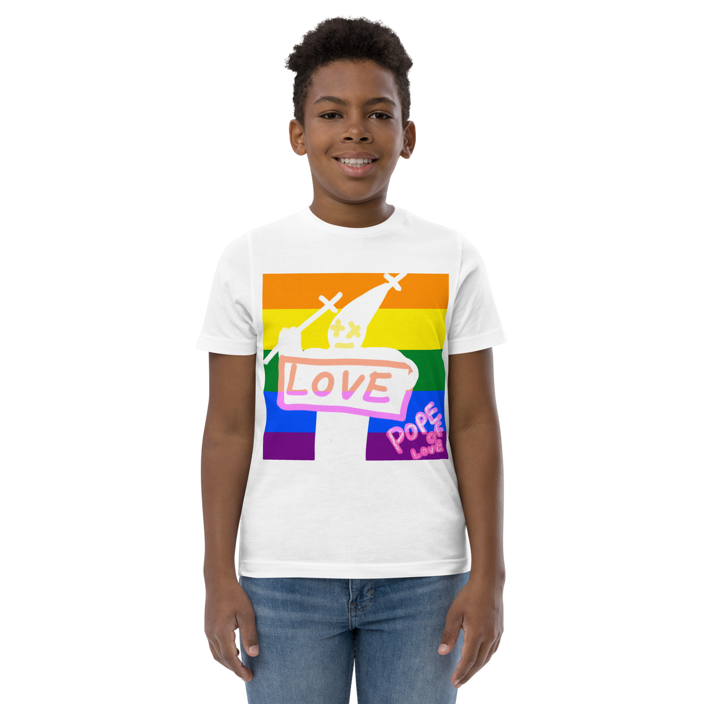Love Youth Jersey T-Shirt - Pope Of Love Kids Athletic Shirt