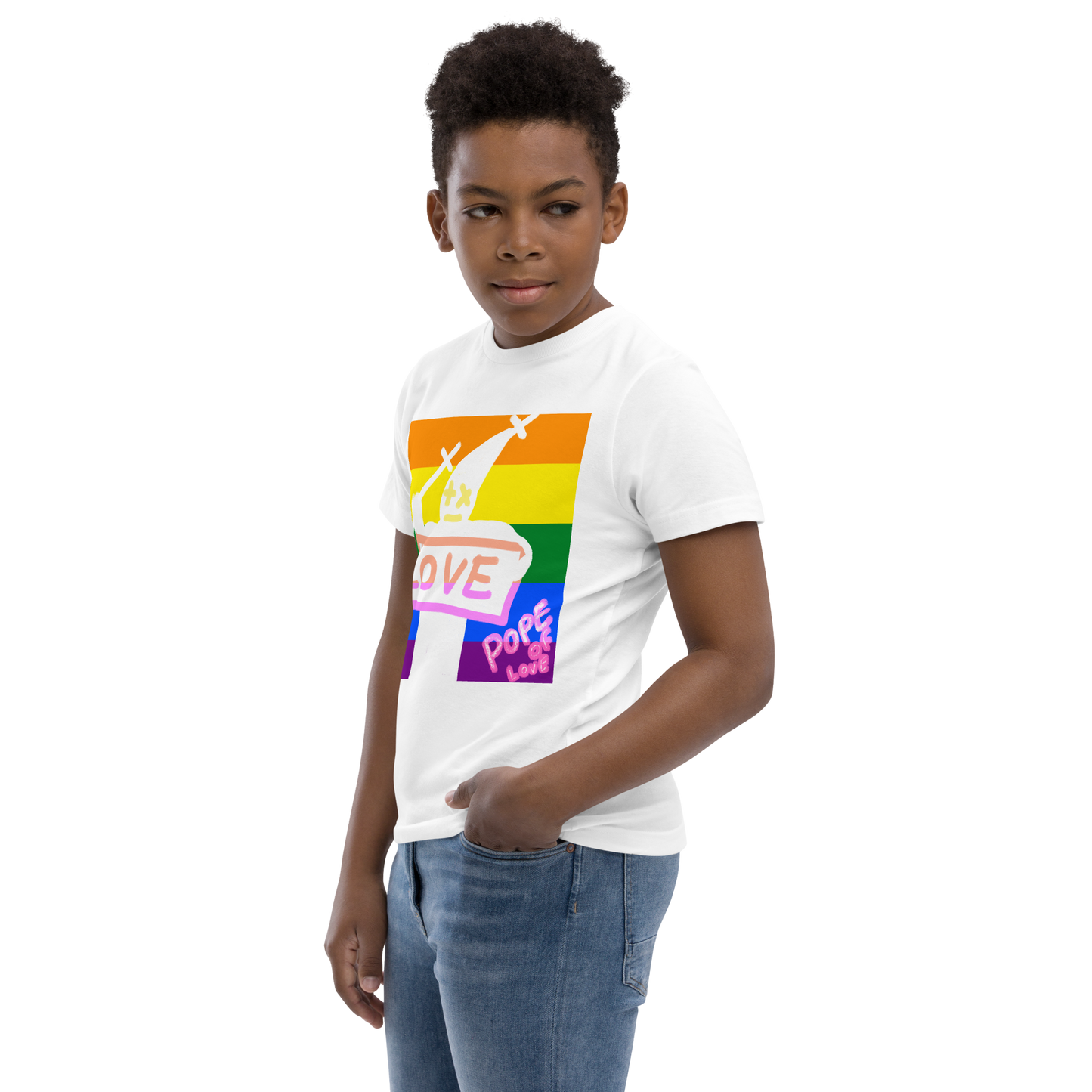 Love Youth Jersey T-Shirt - Pope Of Love Kids Athletic Shirt